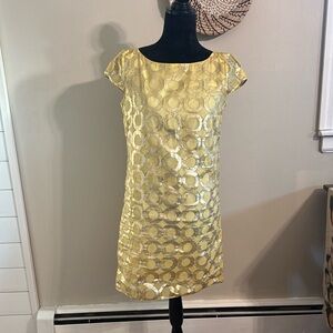 RED Valentino Yellow Cocktail Sheath Dress with Cap Dolman Sleeves